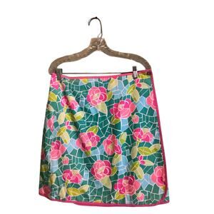 Vintage Lilly Pulitzer Floral Mosaic Reversible Skirt Sz 10 Multicolor